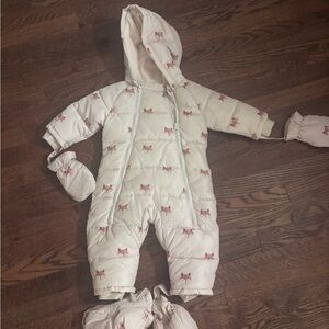 Rylee + Cru Cream Snowsuit with foxes